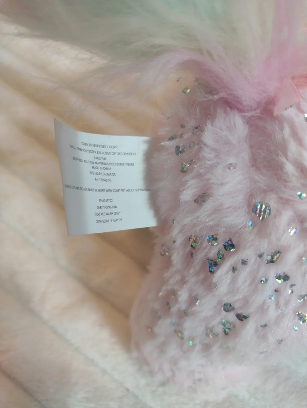 New Olly & Me Pink Unicorn Plush Crossbody Purse Zip Chain Sparkles Rainbow